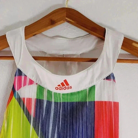 Adidas Climacool White Green Pink Geometric Flowy Workout Tank Women's Size S - Picture 2 of 7